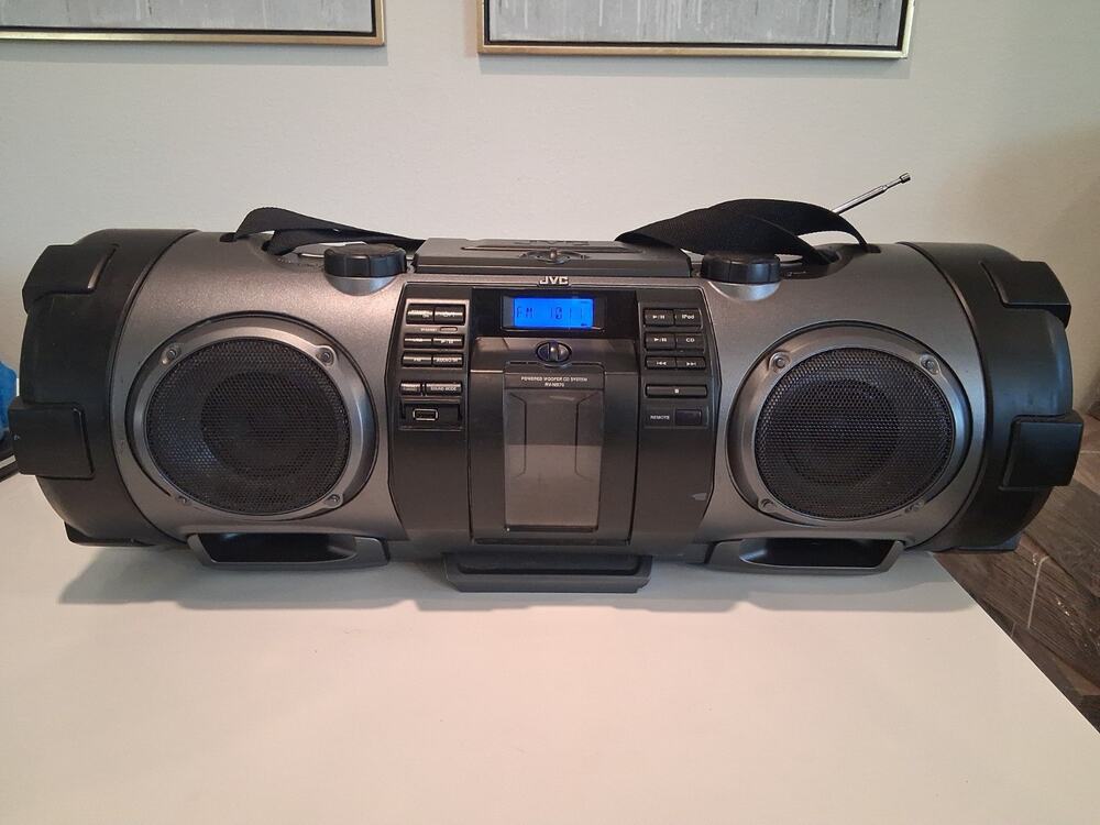 JVC Kaboom RV-NB70B Powered Woofer CD System Portable Boombox iPod Dock Tested